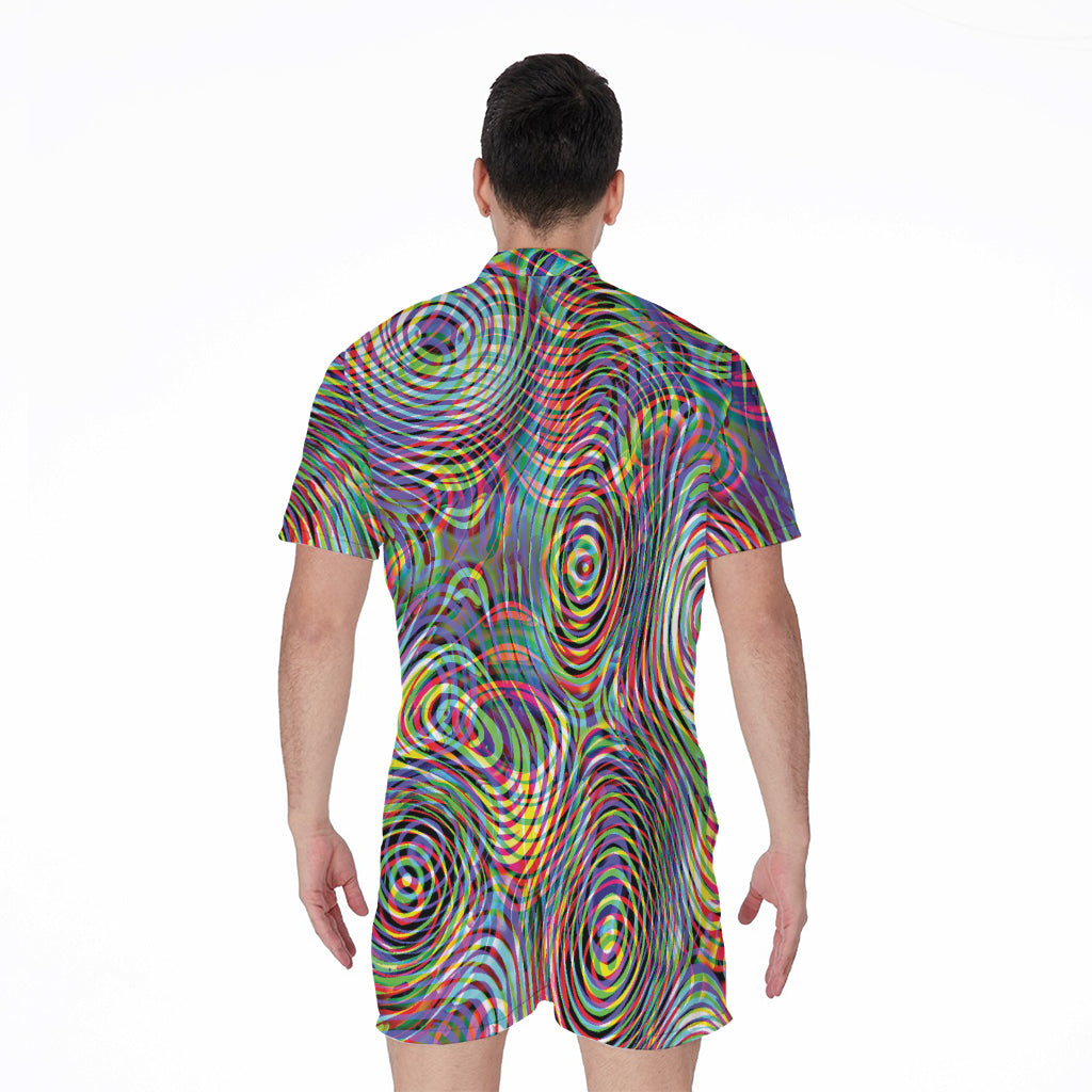 Multicolor Psychedelic Print Men's Rompers