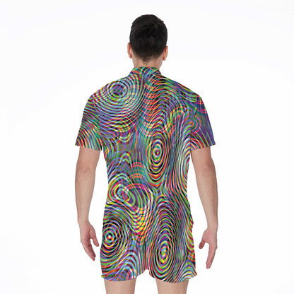 Multicolor Psychedelic Print Men's Rompers