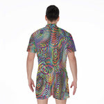 Multicolor Psychedelic Print Men's Rompers