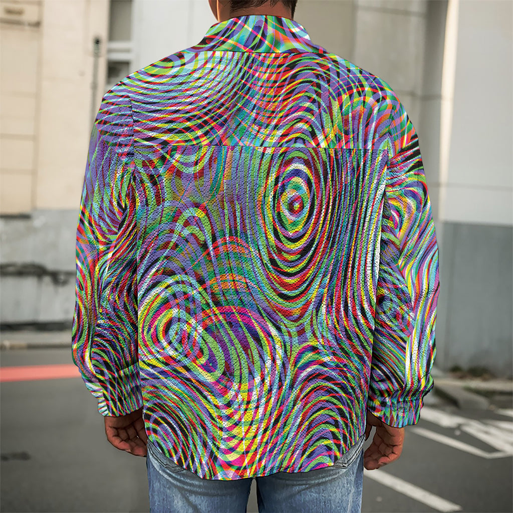 Multicolor Psychedelic Print Men's Shirt Jacket