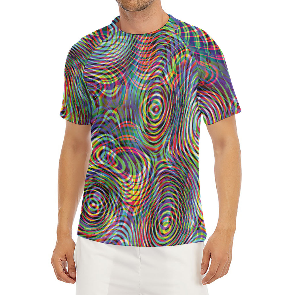 Multicolor Psychedelic Print Men's Short Sleeve Rash Guard