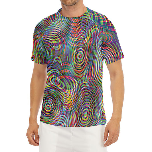 Multicolor Psychedelic Print Men's Short Sleeve Rash Guard
