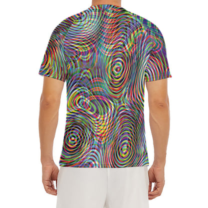 Multicolor Psychedelic Print Men's Short Sleeve Rash Guard