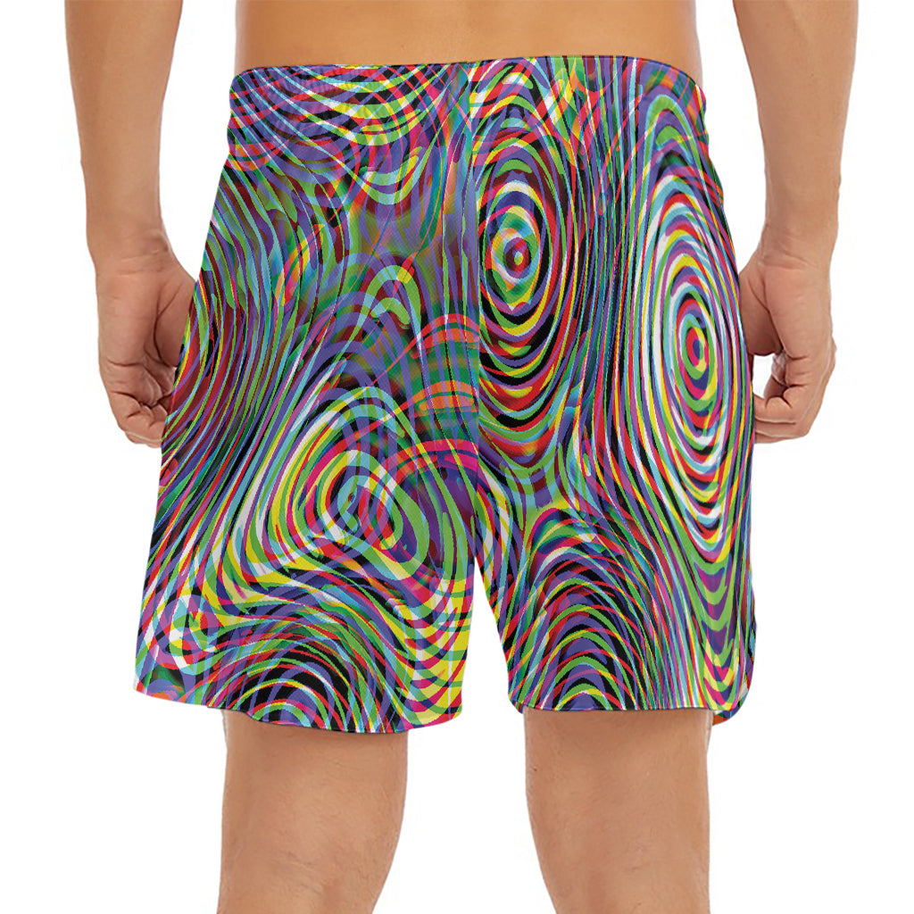 Multicolor Psychedelic Print Men's Split Running Shorts