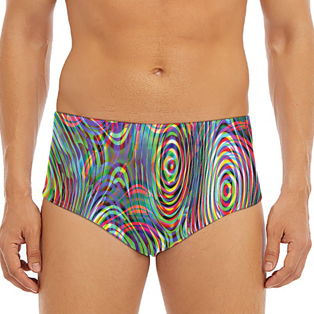 Multicolor Psychedelic Print Men's Triangle Swim Briefs