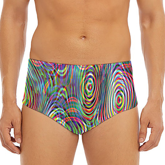 Multicolor Psychedelic Print Men's Triangle Swim Briefs