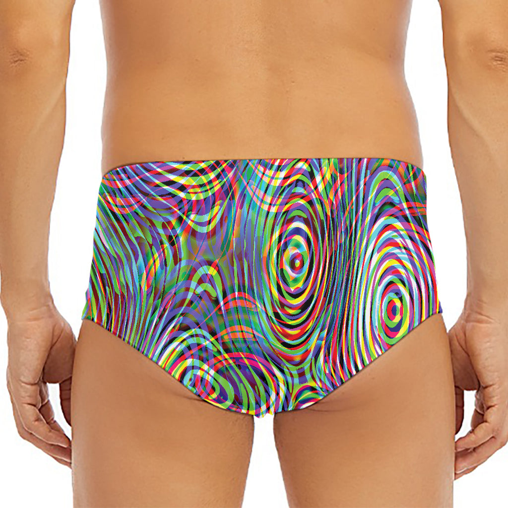Multicolor Psychedelic Print Men's Triangle Swim Briefs