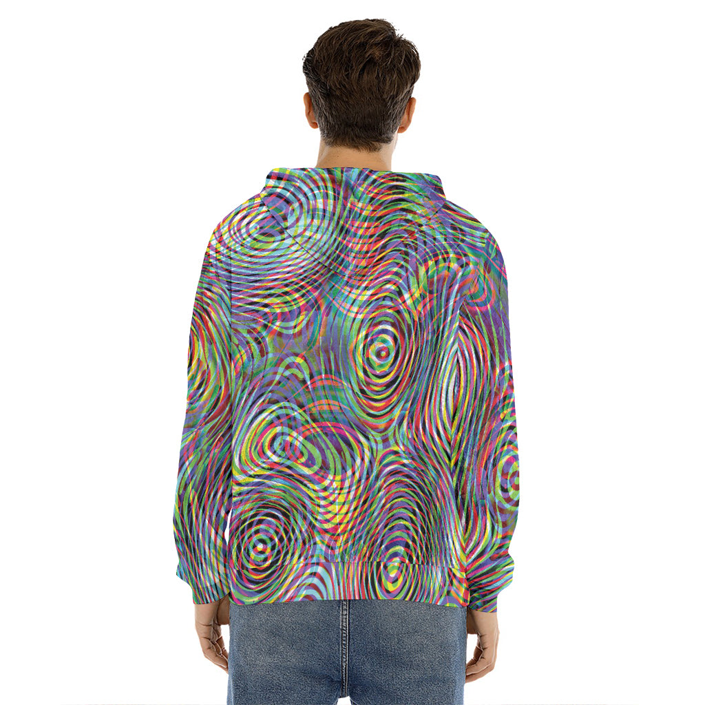 Multicolor Psychedelic Print Men's Velvet Pullover Hoodie