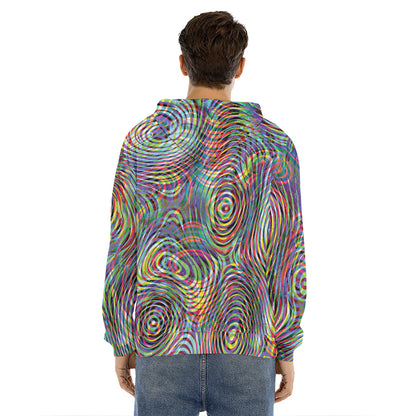 Multicolor Psychedelic Print Men's Velvet Pullover Hoodie