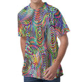 Multicolor Psychedelic Print Men's Velvet T-Shirt