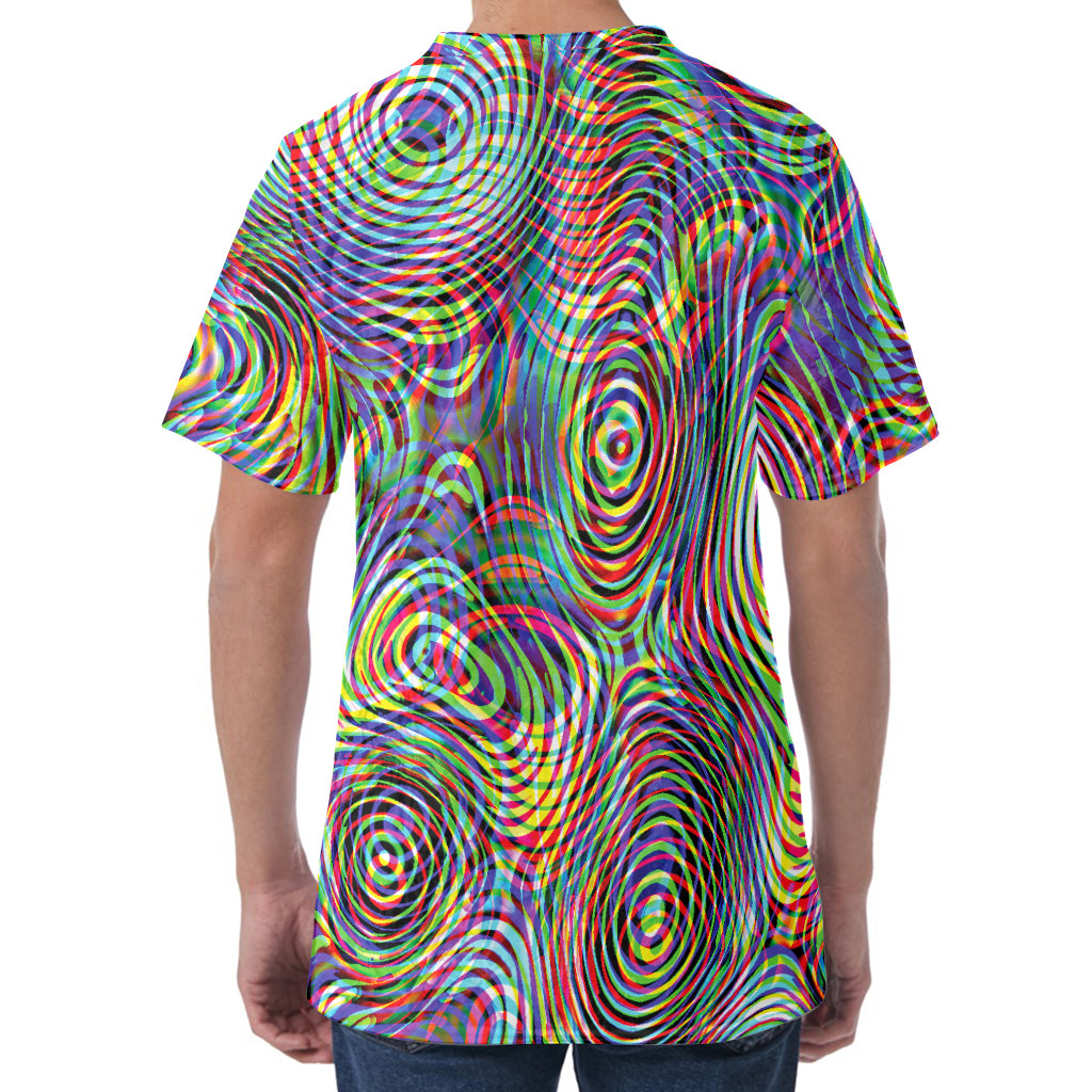 Multicolor Psychedelic Print Men's Velvet T-Shirt