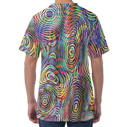 Multicolor Psychedelic Print Men's Velvet T-Shirt