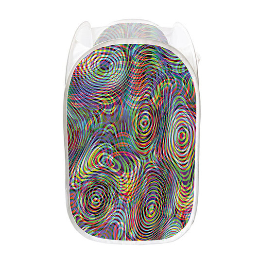 Multicolor Psychedelic Print Mesh Laundry Hamper