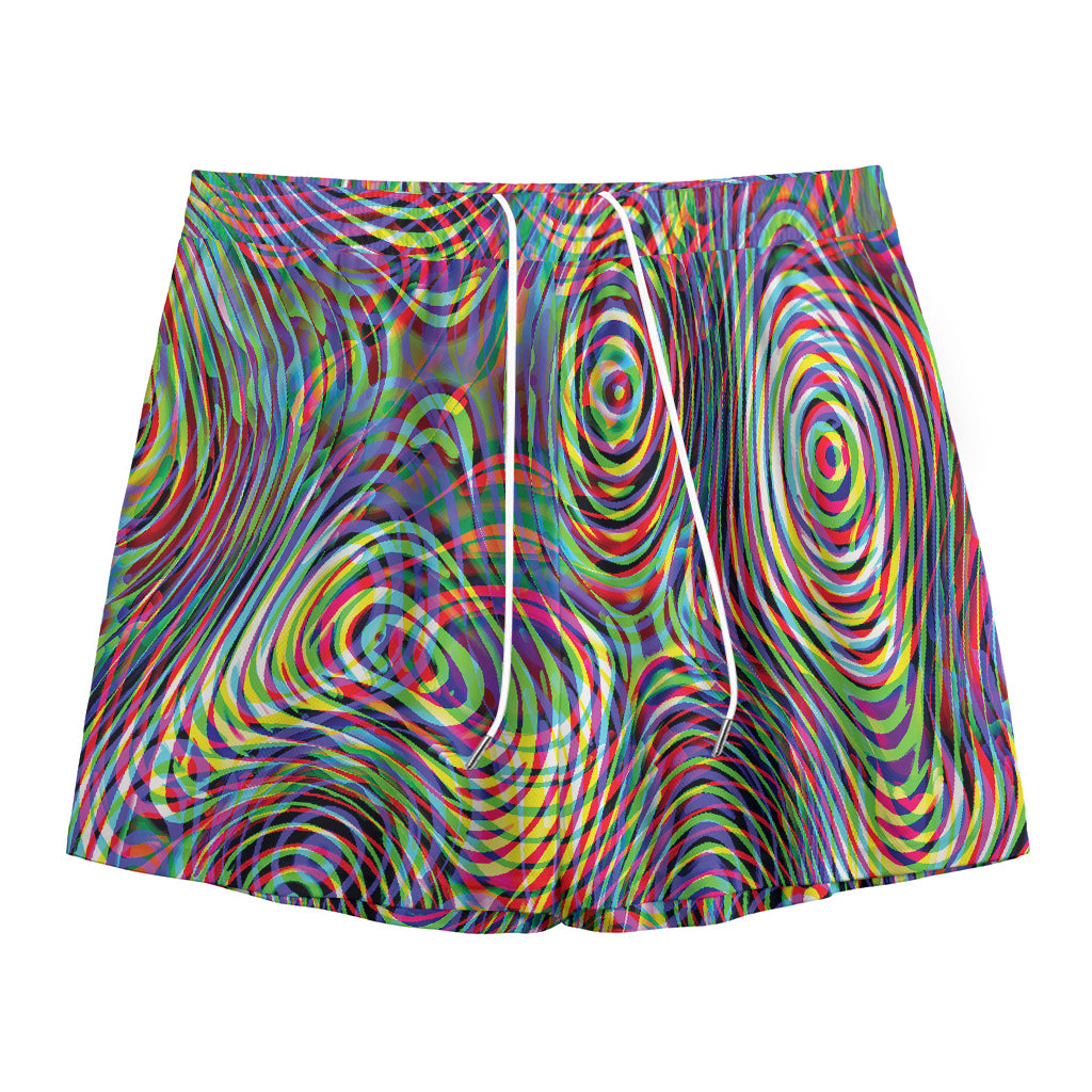 Multicolor Psychedelic Print Mesh Shorts