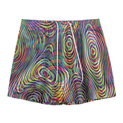 Multicolor Psychedelic Print Mesh Shorts