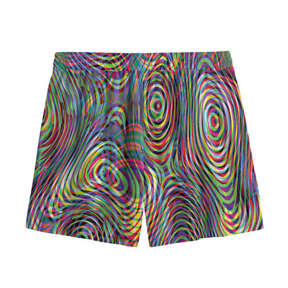 Multicolor Psychedelic Print Mesh Shorts