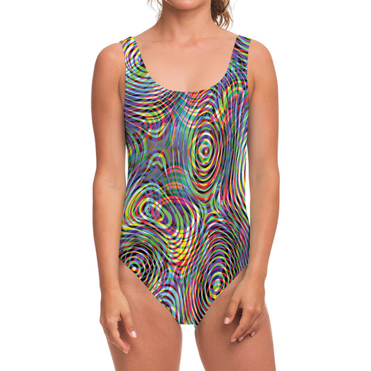 Multicolor Psychedelic Print One Piece Swimsuit