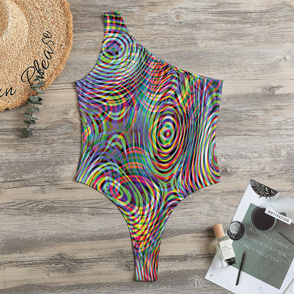 Multicolor Psychedelic Print One Shoulder Bodysuit