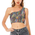 Multicolor Psychedelic Print One Shoulder Crop Top