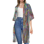 Multicolor Psychedelic Print Open Front Beach Cover Up