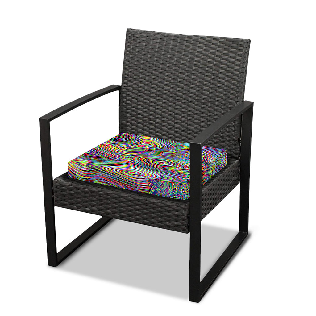 Multicolor Psychedelic Print Outdoor Seat Cushion Cover