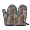 Multicolor Psychedelic Print Oven Mitts