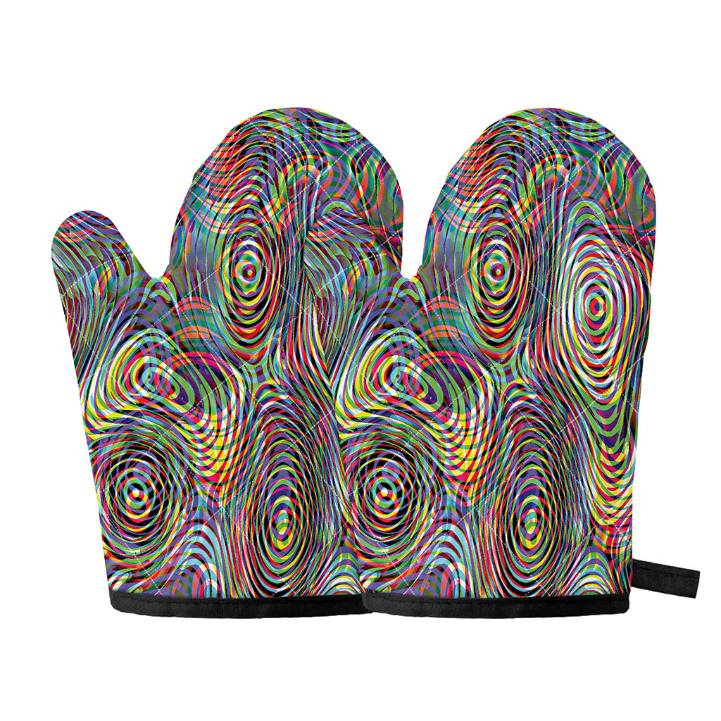 Multicolor Psychedelic Print Oven Mitts