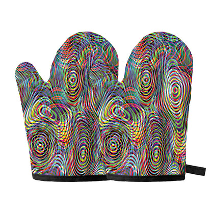 Multicolor Psychedelic Print Oven Mitts