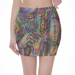 Multicolor Psychedelic Print Pencil Mini Skirt