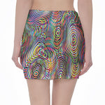 Multicolor Psychedelic Print Pencil Mini Skirt