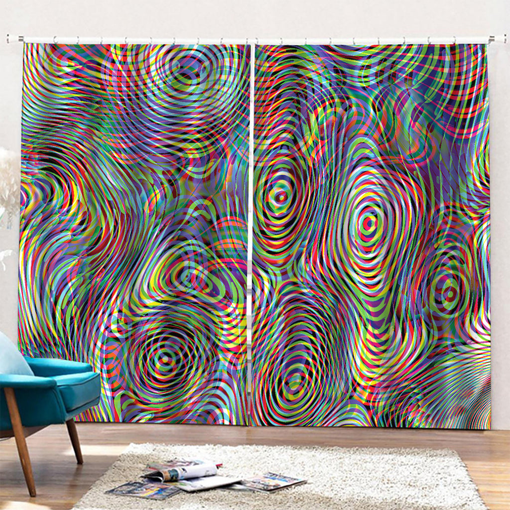 Multicolor Psychedelic Print Pencil Pleat Curtains