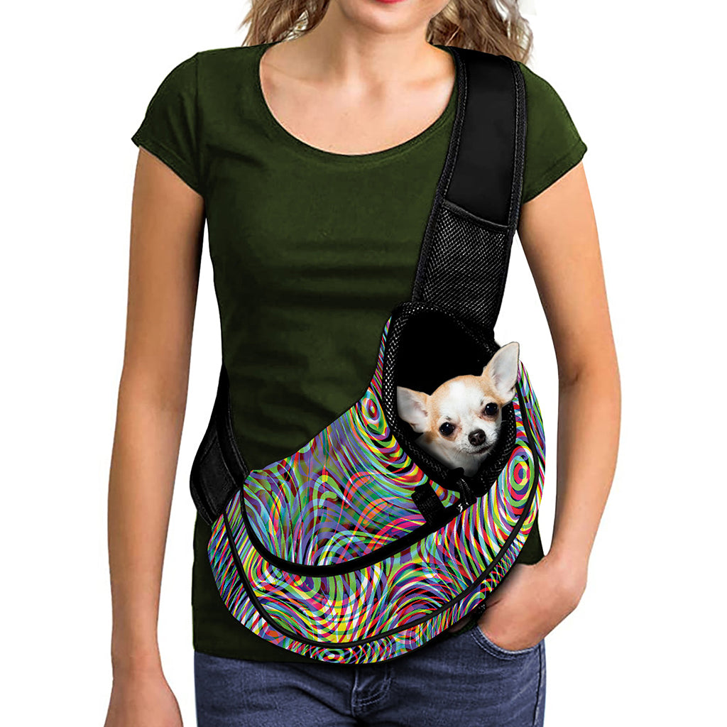 Multicolor Psychedelic Print Pet Sling Carrier
