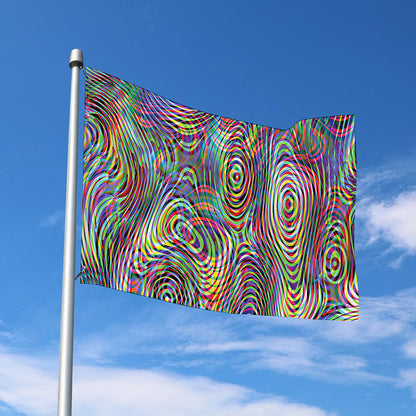 Multicolor Psychedelic Print Polyester Flag