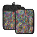Multicolor Psychedelic Print Pot Holders With Pocket