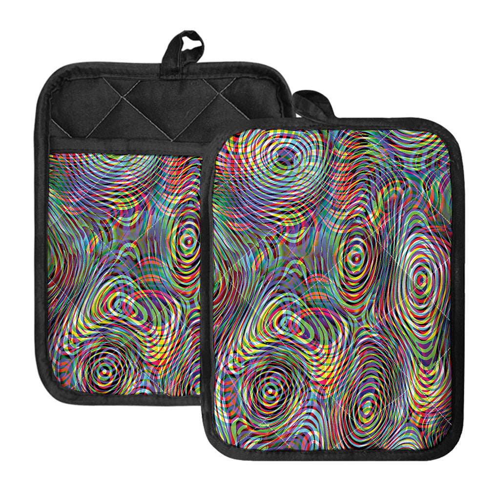 Multicolor Psychedelic Print Pot Holders With Pocket