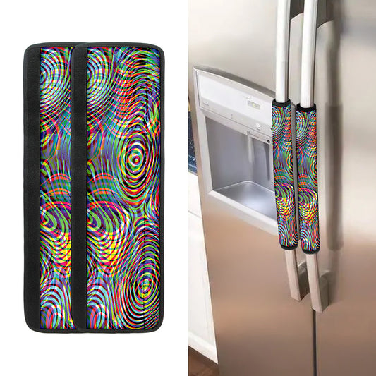 Multicolor Psychedelic Print Refrigerator Handle Covers