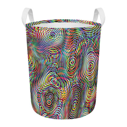 Multicolor Psychedelic Print Round Laundry Basket