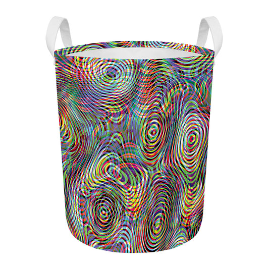 Multicolor Psychedelic Print Round Laundry Basket