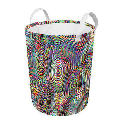 Multicolor Psychedelic Print Round Laundry Basket