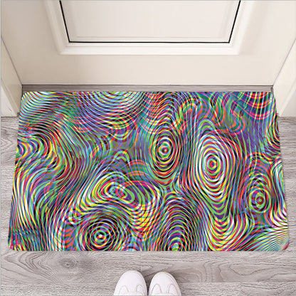 Multicolor Psychedelic Print Rubber Doormat