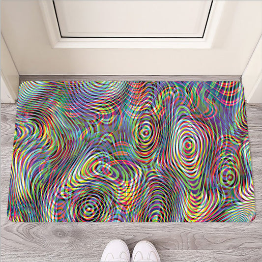 Multicolor Psychedelic Print Rubber Doormat