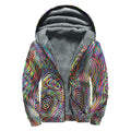 Multicolor Psychedelic Print Sherpa Lined Zip Up Hoodie