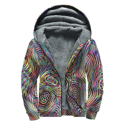 Multicolor Psychedelic Print Sherpa Lined Zip Up Hoodie