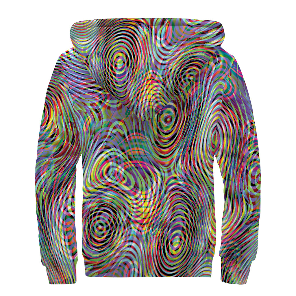 Multicolor Psychedelic Print Sherpa Lined Zip Up Hoodie