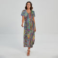 Multicolor Psychedelic Print Short Sleeve Maxi Dress