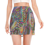 Multicolor Psychedelic Print Side Slit Mini Skirt