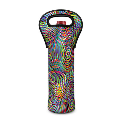 Multicolor Psychedelic Print Single Neoprene Wine Tote