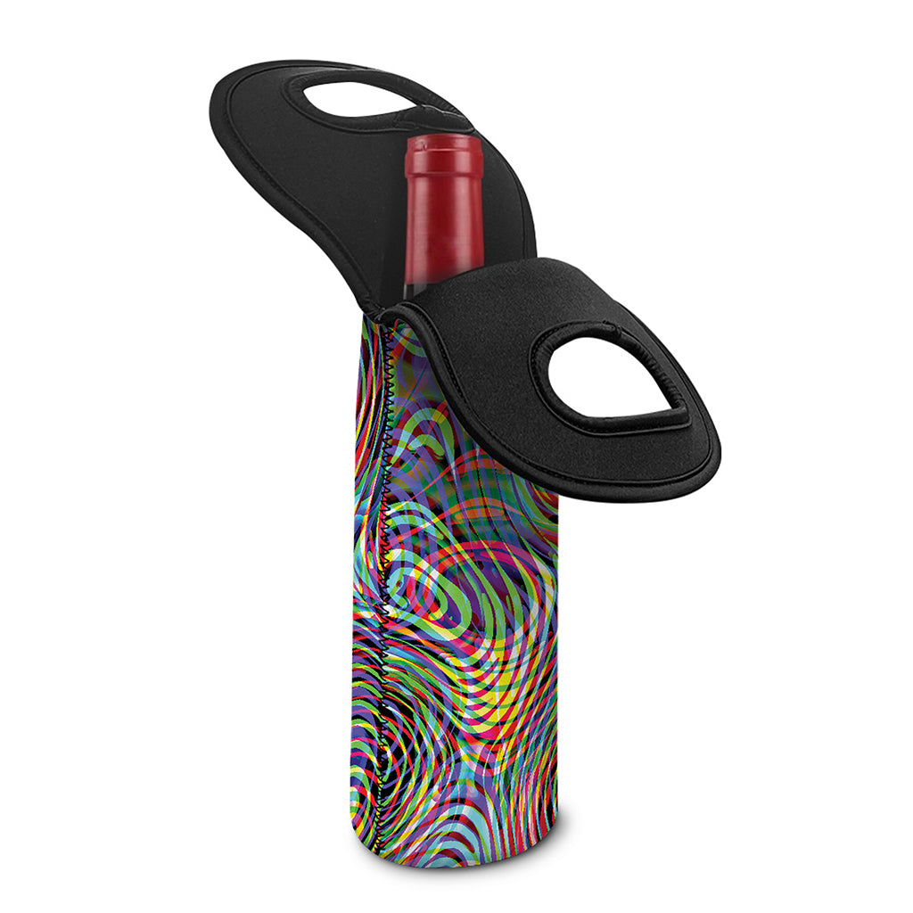 Multicolor Psychedelic Print Single Neoprene Wine Tote