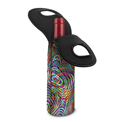Multicolor Psychedelic Print Single Neoprene Wine Tote
