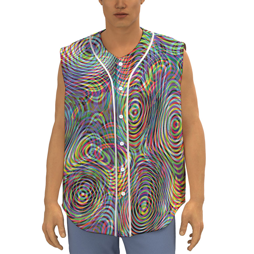 Multicolor Psychedelic Print Sleeveless Baseball Jersey